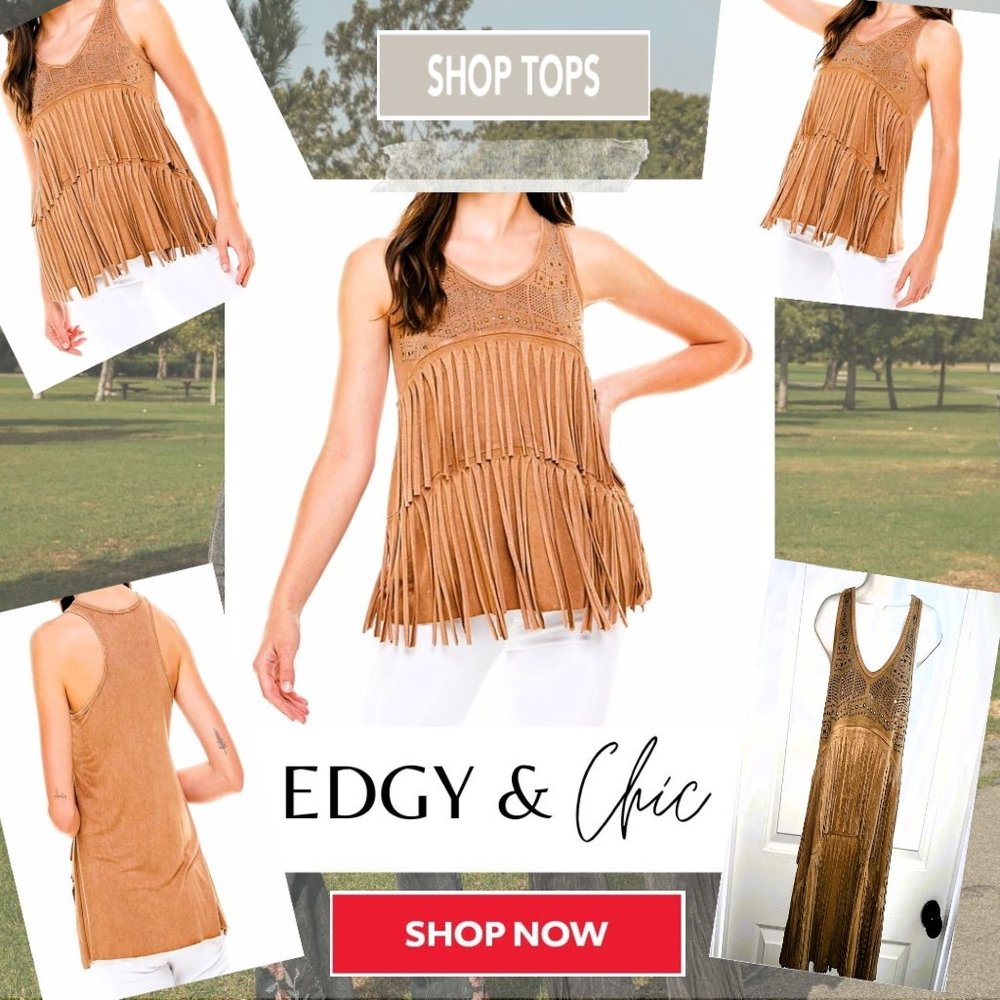 BULLY Designer FRINGE & BLING Dangling TANK TOP Embellished T-SHIRT Priced CHEAP